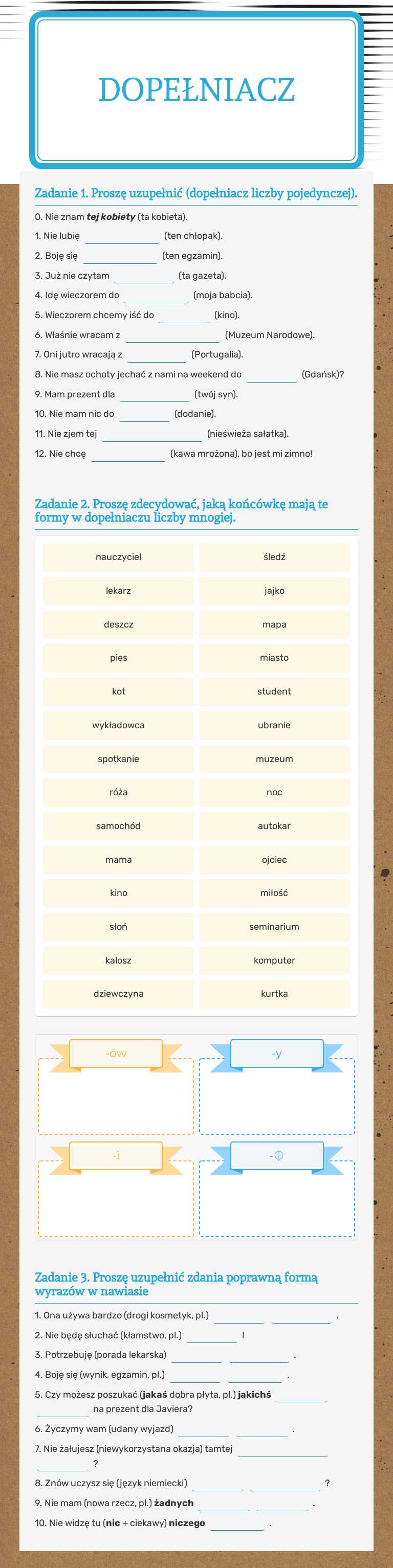 Dopełniacz worksheet preview image