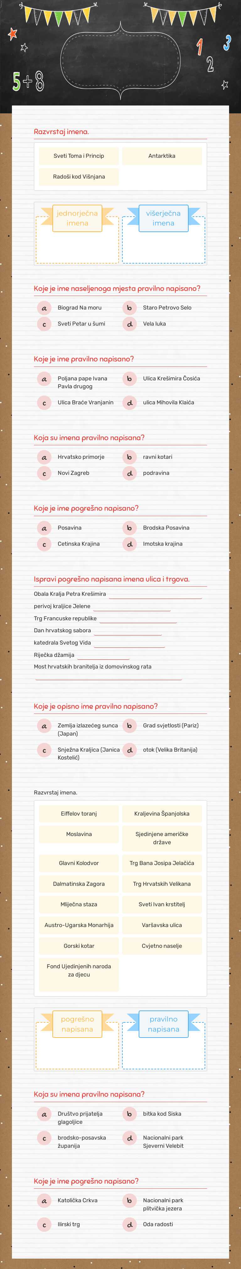 Veliko početno slovo, 8. r. worksheet preview image