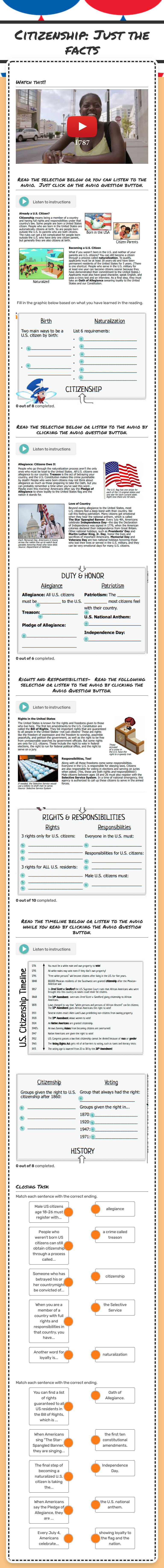 Citizenship: 
Just the facts worksheet preview image