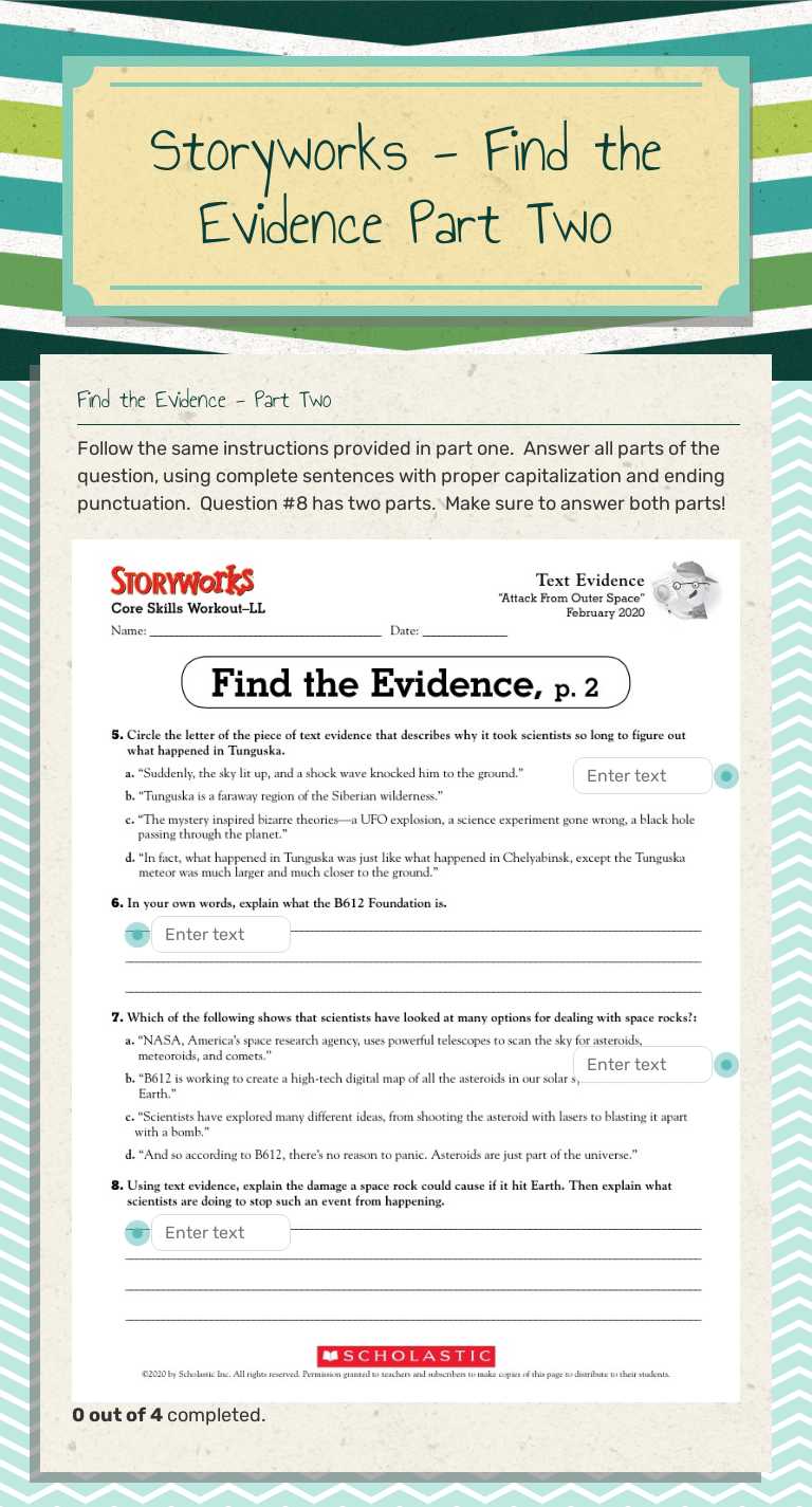 Storyworks - Find the Evidence Part Two Grade 5 worksheet preview