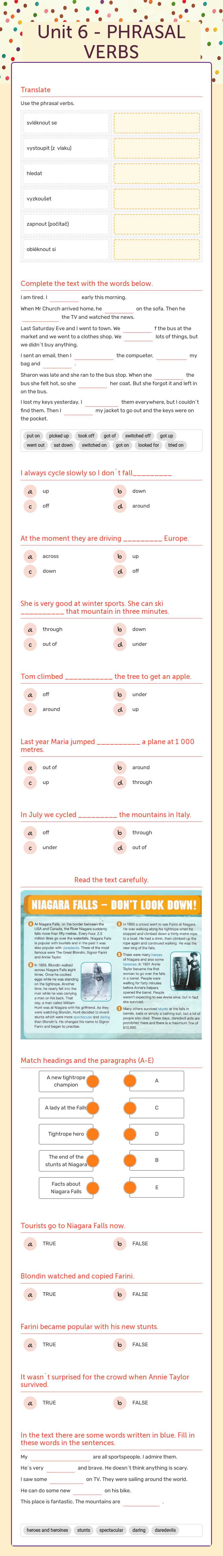 Unit 6 - PHRASAL VERBS worksheet preview image