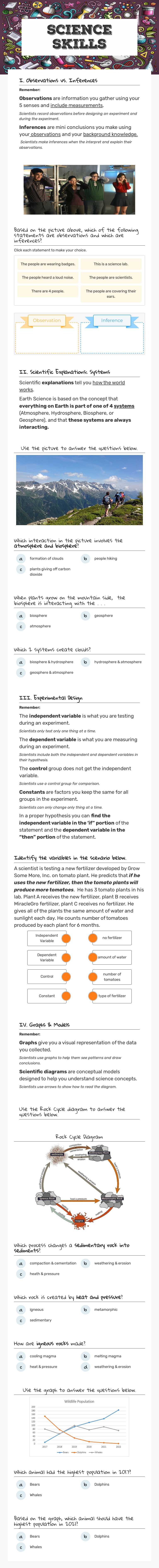 Observation and Inference worksheet preview image