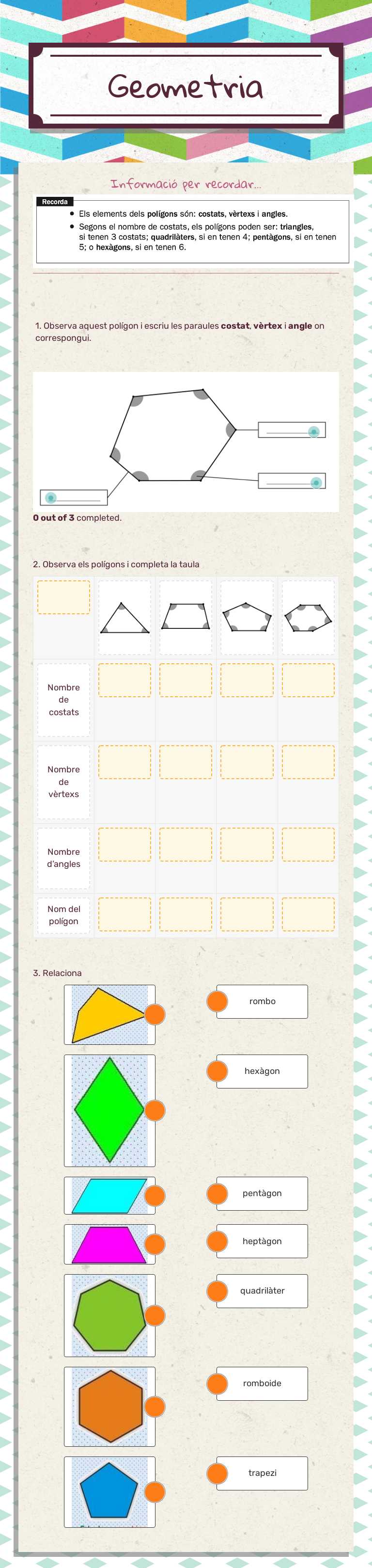 Geometria worksheet preview image