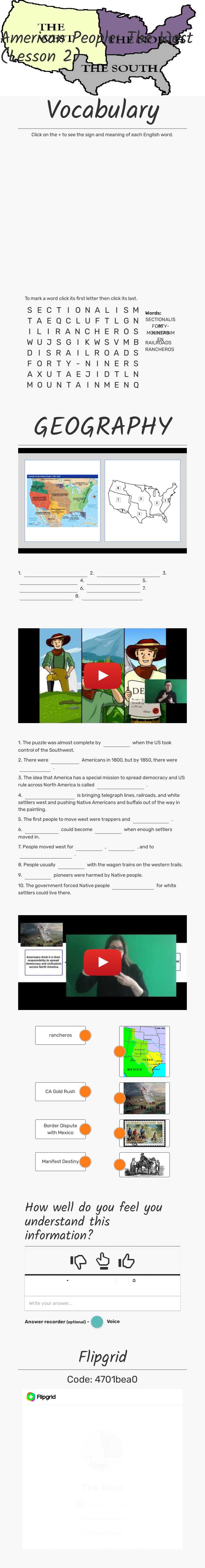 American People: The West
(Lesson 2) worksheet preview image