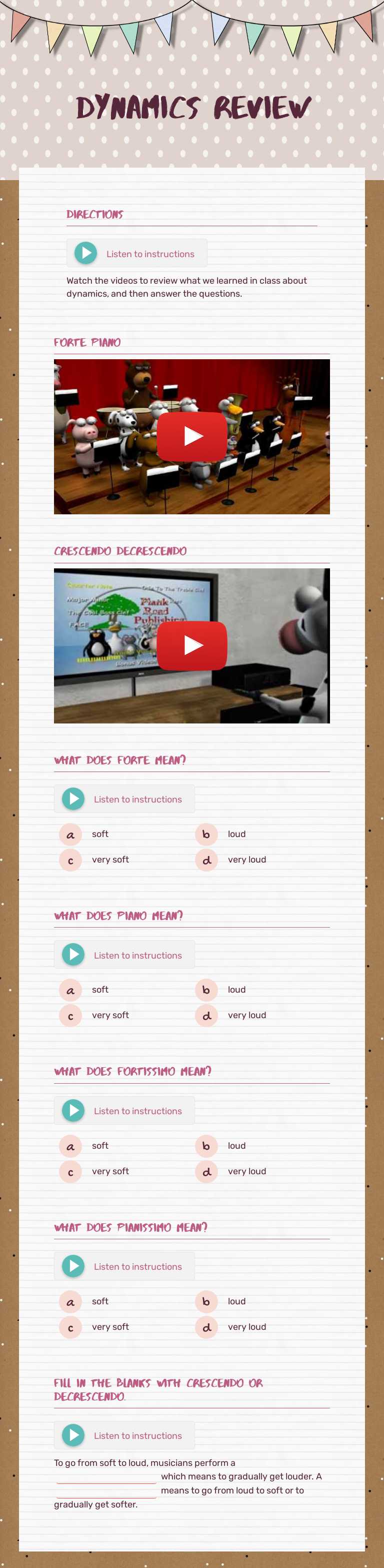 Dynamics review Grade 2 worksheet preview