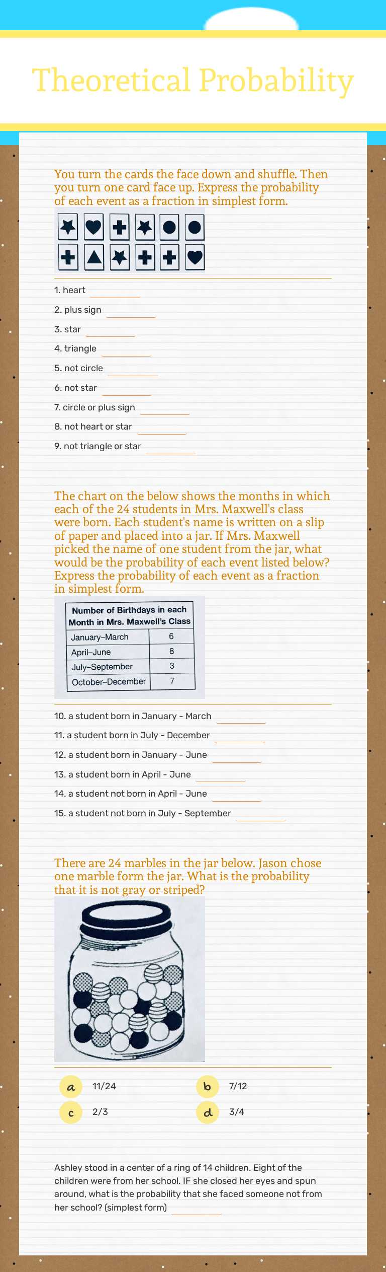 Theoretical Probability worksheet preview image