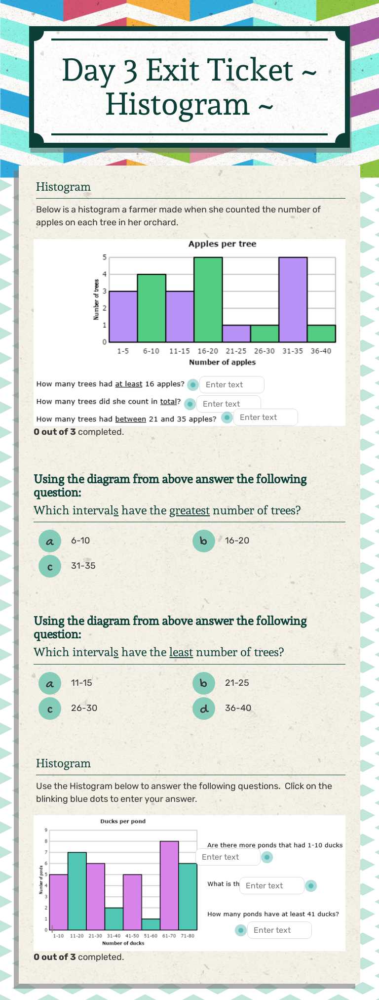 Day 3 Exit Ticket
~ Histogram ~ worksheet preview image
