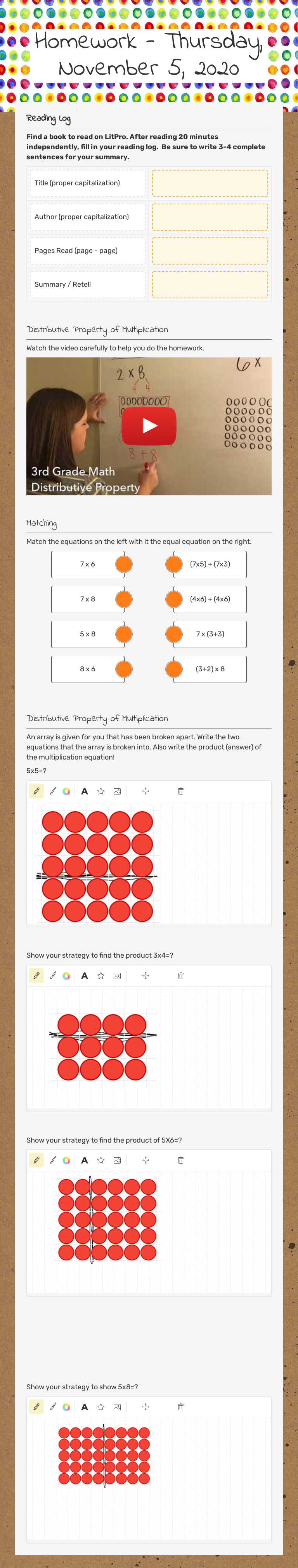 Homework - Thursday, November 5, 2020 worksheet preview image