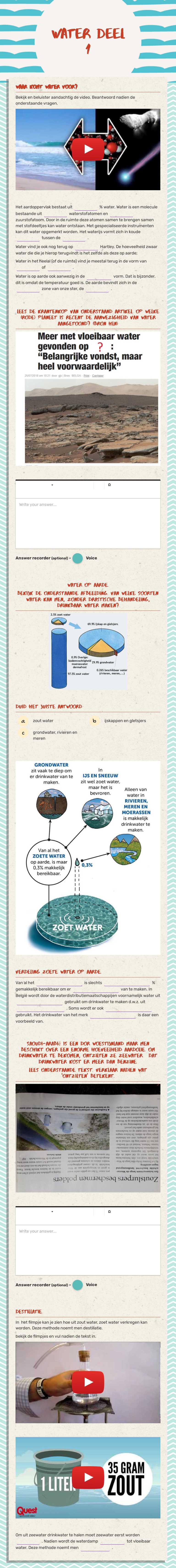 Water
DEEL 1 Grade 7 worksheet preview