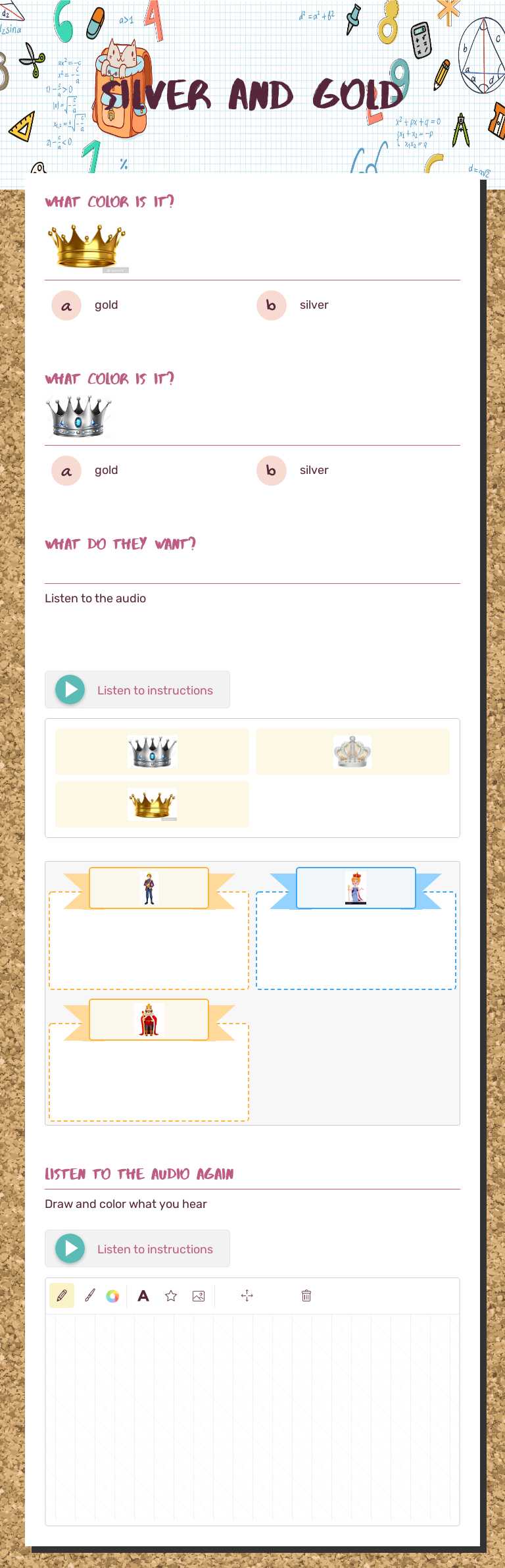 silver and gold Grade 1 worksheet preview