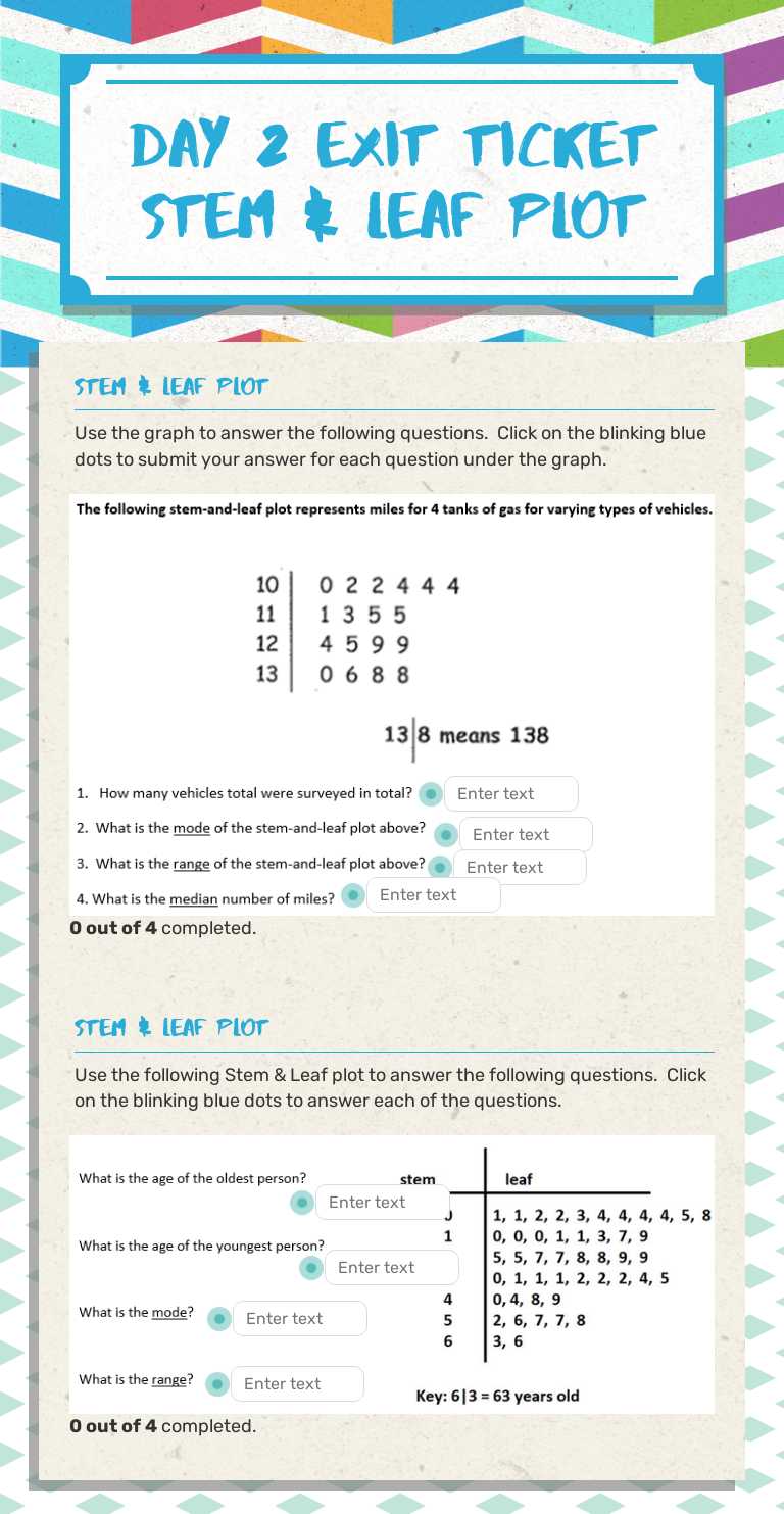 Day 2 Exit Ticket
Stem & leaf Plot Grade 7 worksheet preview