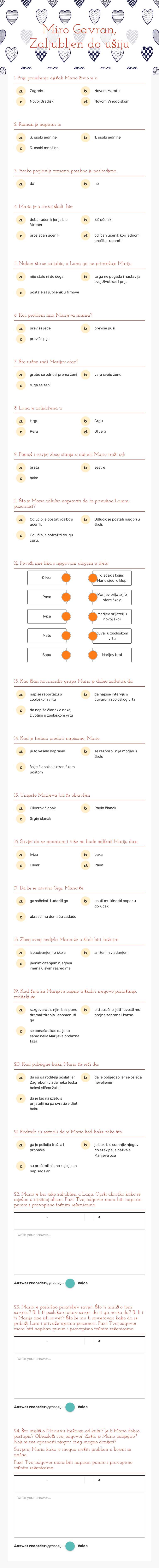Miro Gavran, Zaljubljen do ušiju worksheet preview image