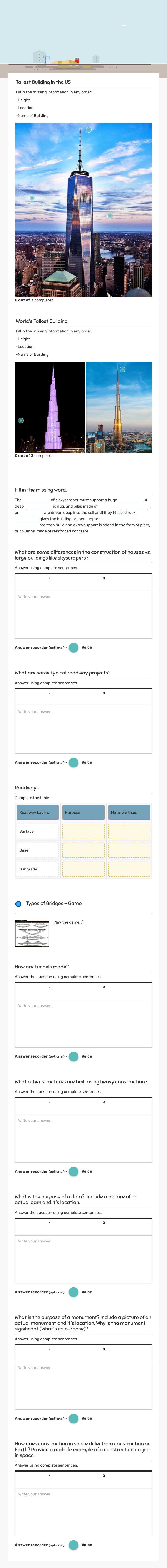 Heavy Construction worksheet preview image