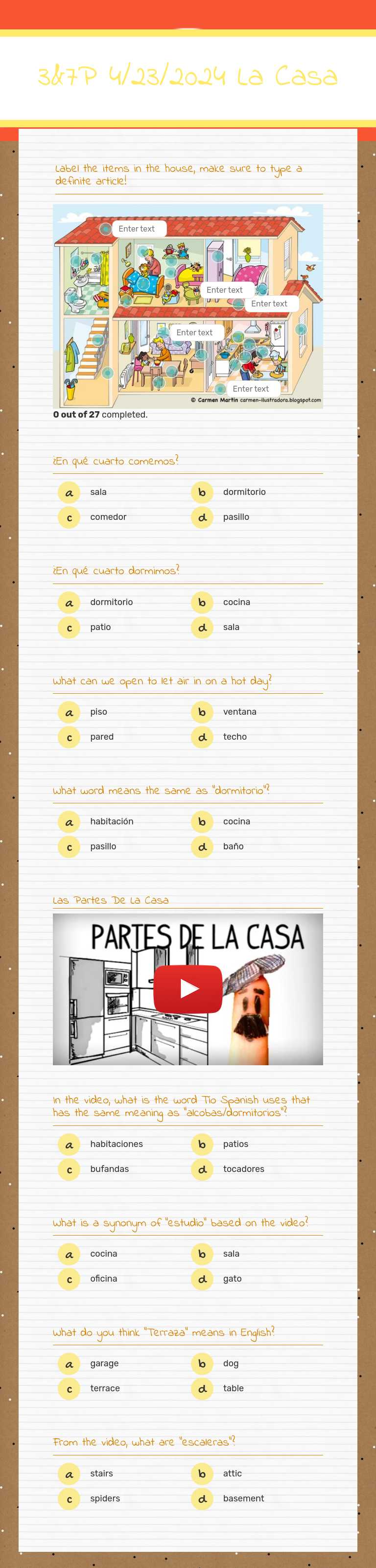 3&7P 4/2/2025 La Casa worksheet preview image