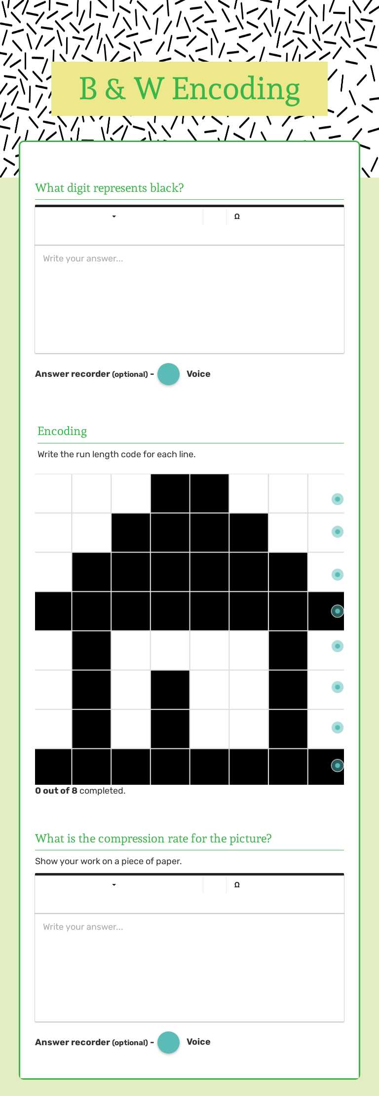 B & W Encoding worksheet preview image