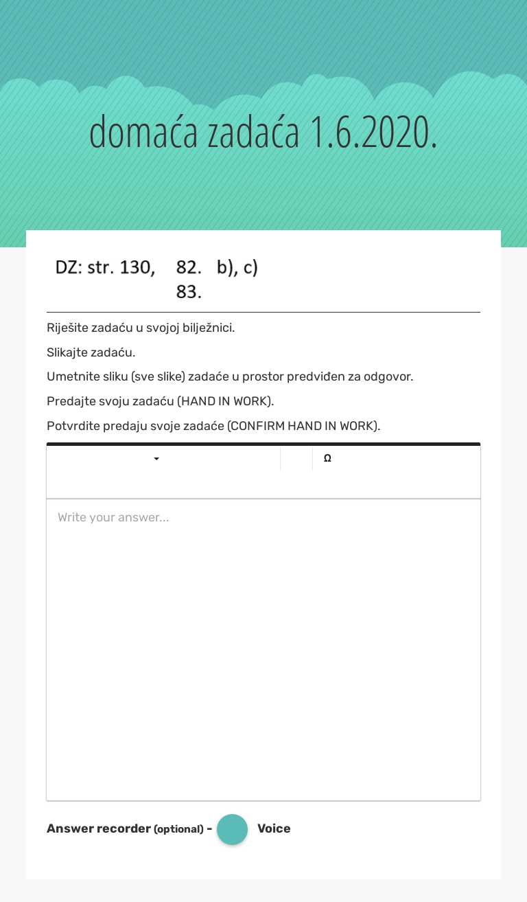domaća zadaća 1.6.2020. worksheet preview image