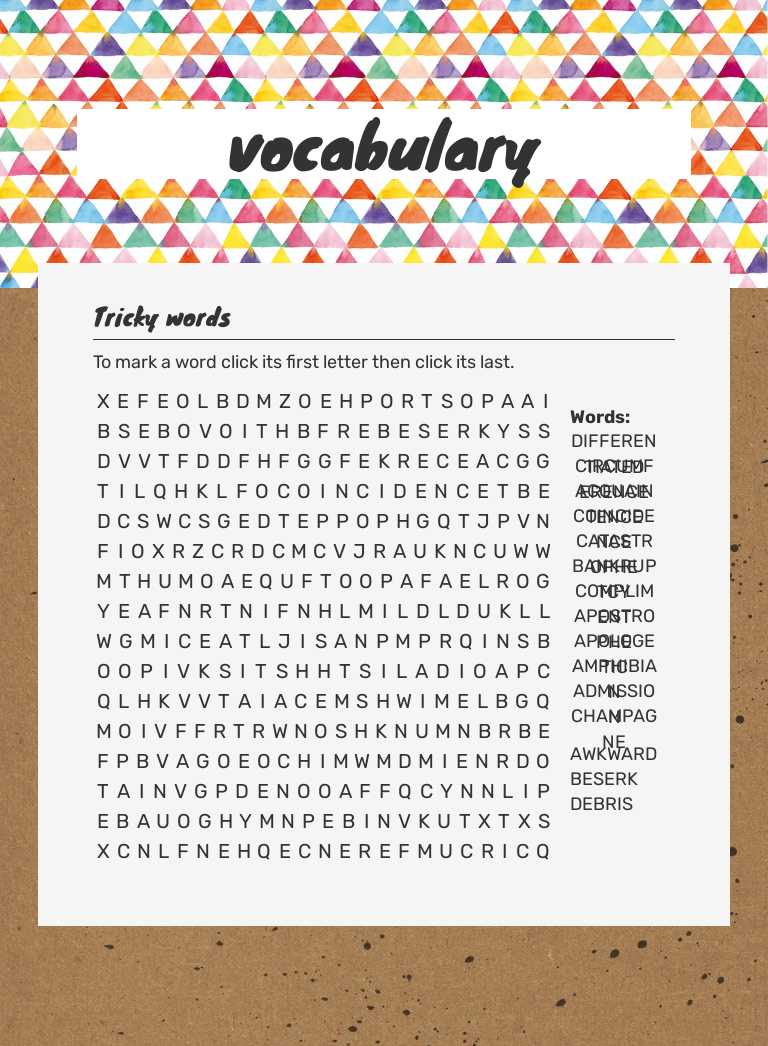 vocabulary worksheet preview image