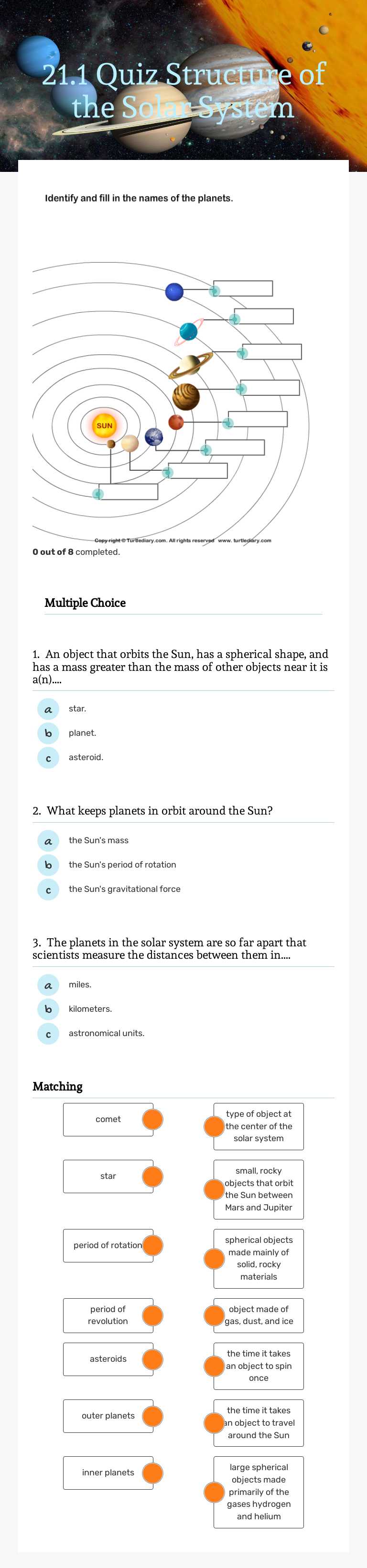 21.1   Quiz        
   Structure of the   Solar System worksheet preview image