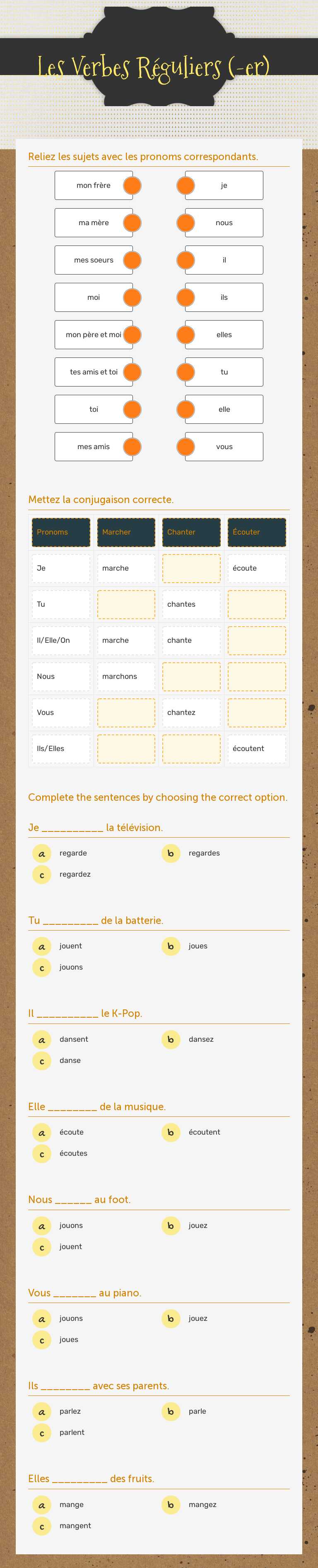 Les Verbes Réguliers
(-er) worksheet preview image
