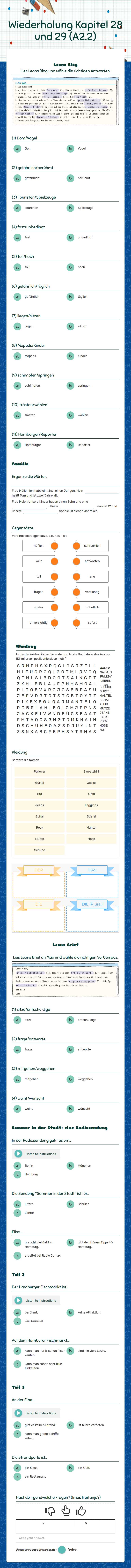 Wiederholung
Kapitel 28 und 29 (A2.2) worksheet preview image