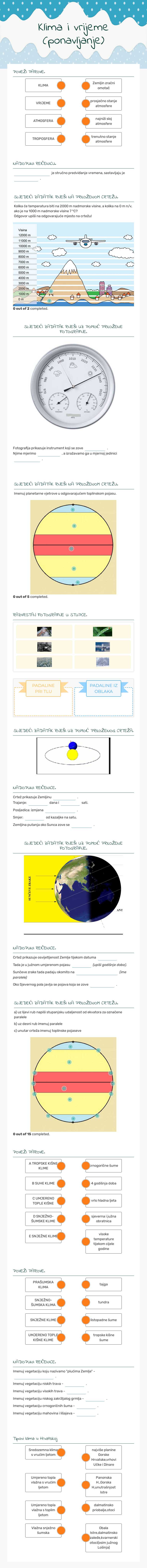 Klima i vrijeme    (ponavljanje) worksheet preview image