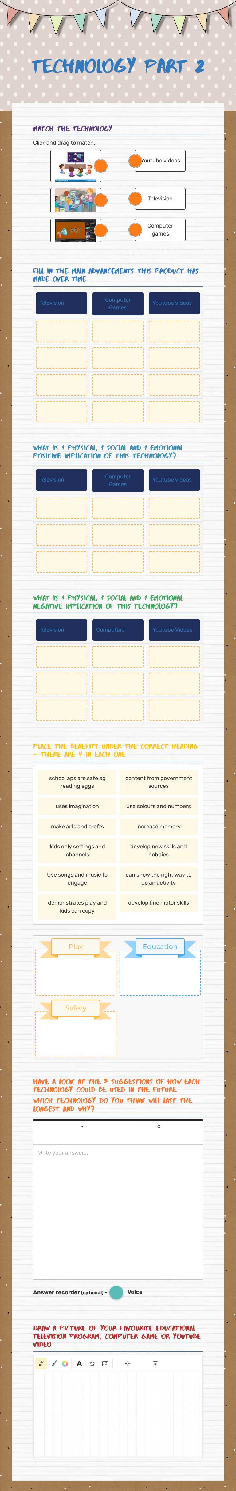 Technology part 2 worksheet preview image