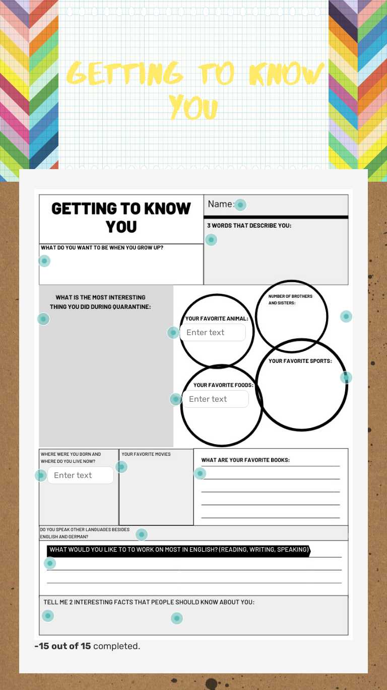 Getting to know you worksheet preview image