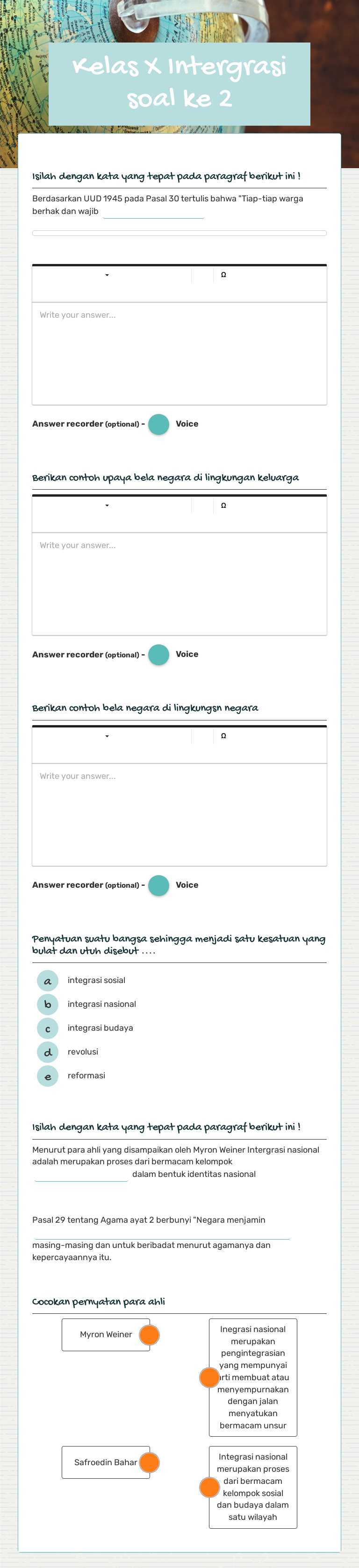 Kelas X Intergrasi soal ke 2 worksheet preview