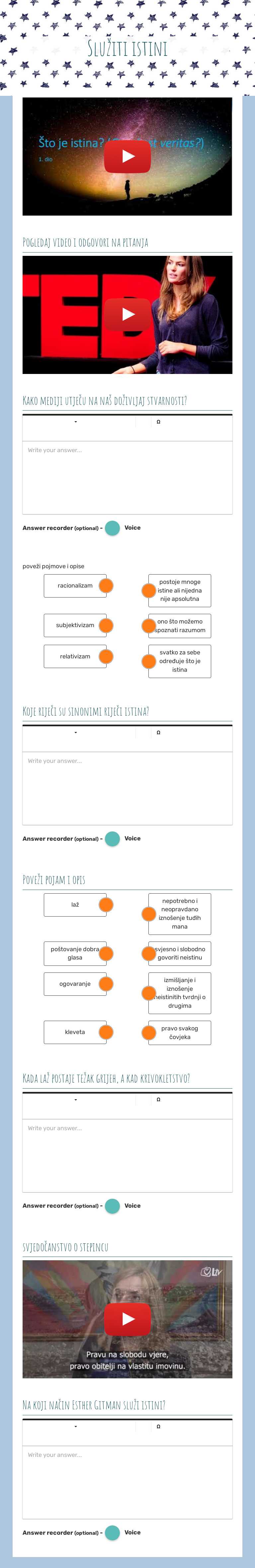 Služiti istini worksheet preview image