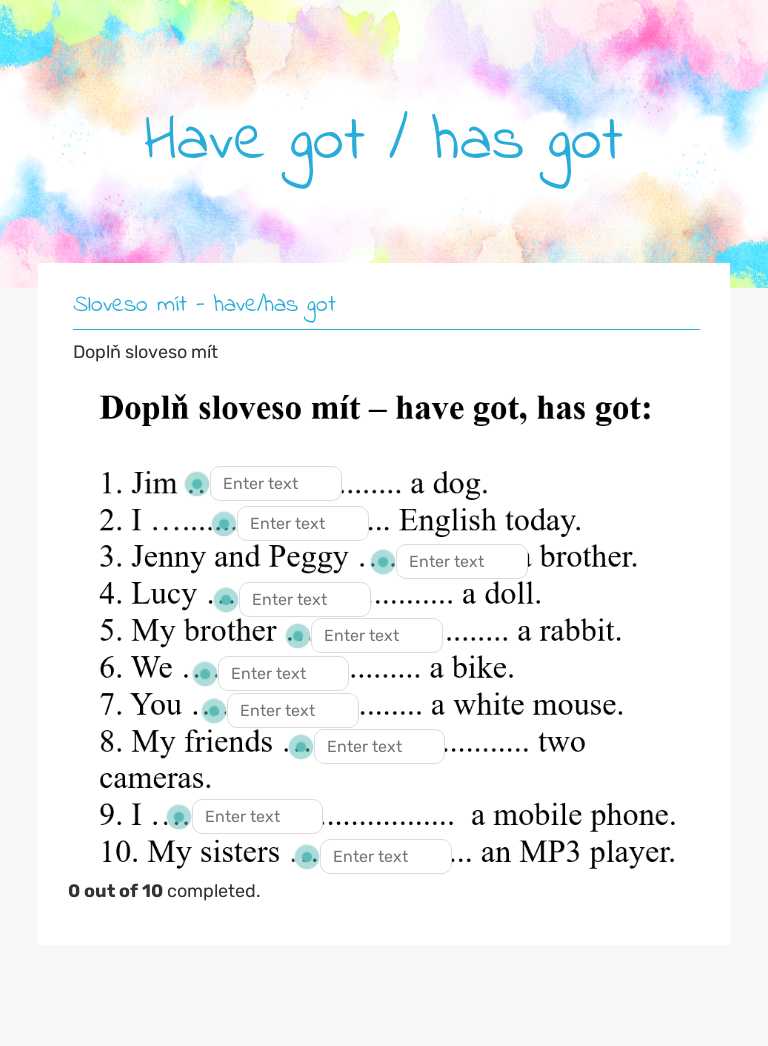 Have got / has got worksheet preview image