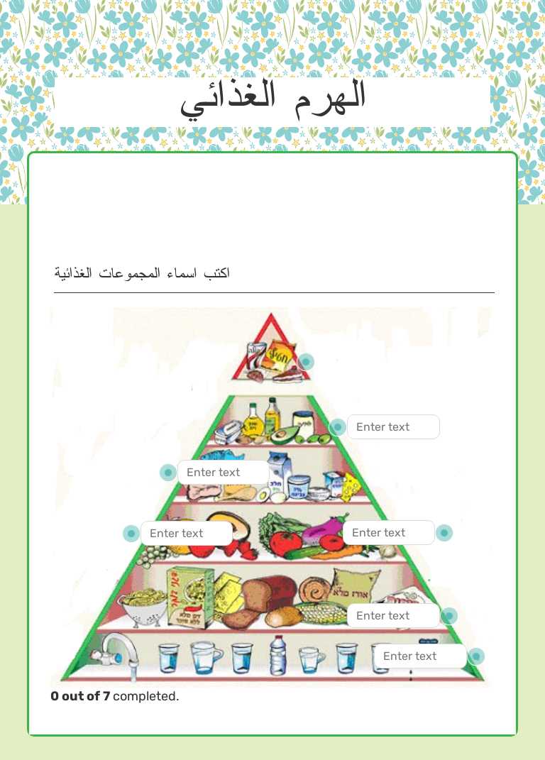الهرم الغذائي Grade 5 worksheet preview