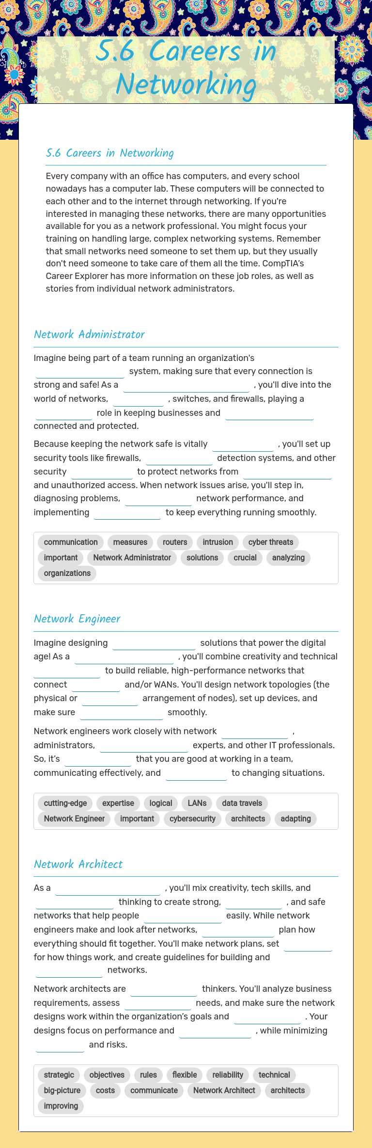 5.6 Careers in Networking worksheet preview image