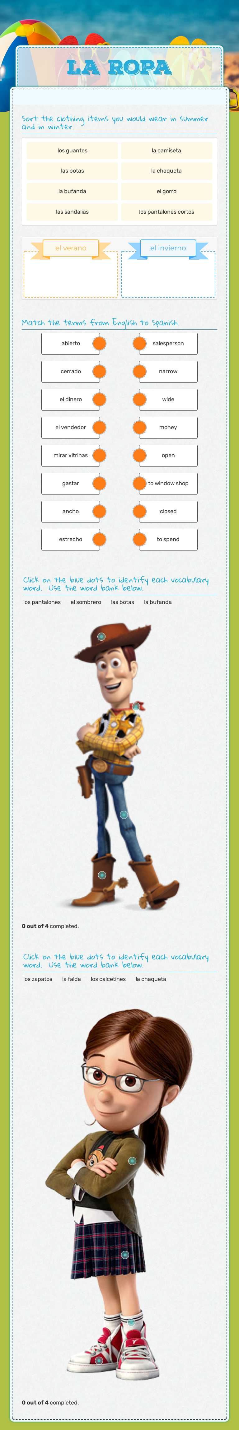 La Ropa worksheet preview image