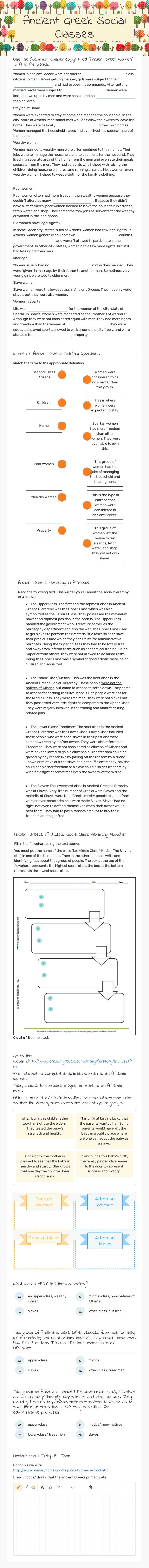 Ancient Greek Social Classes worksheet preview image