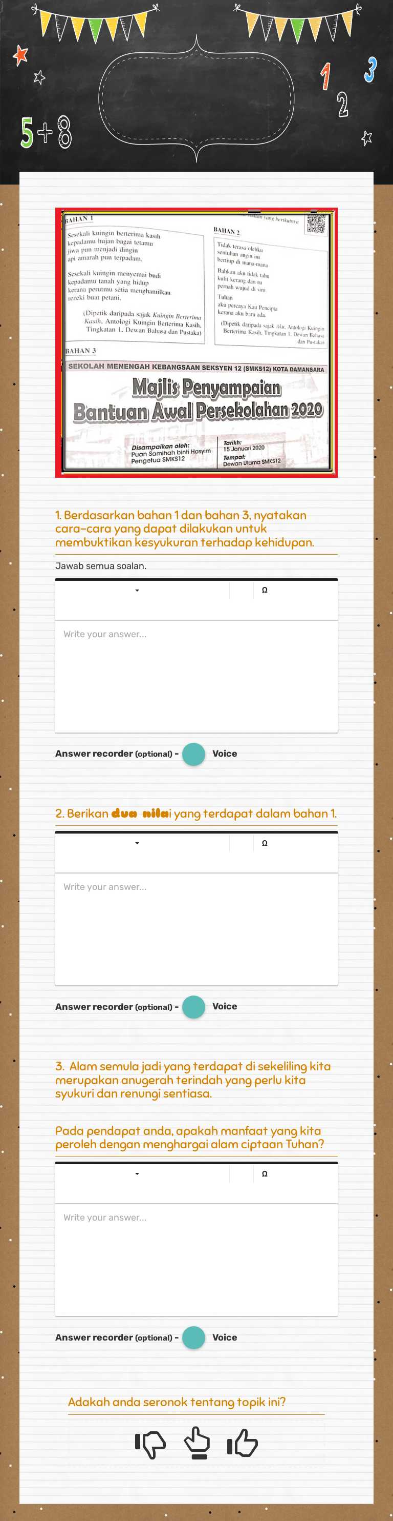 PEMAHAMAN PETIKAN worksheet preview image