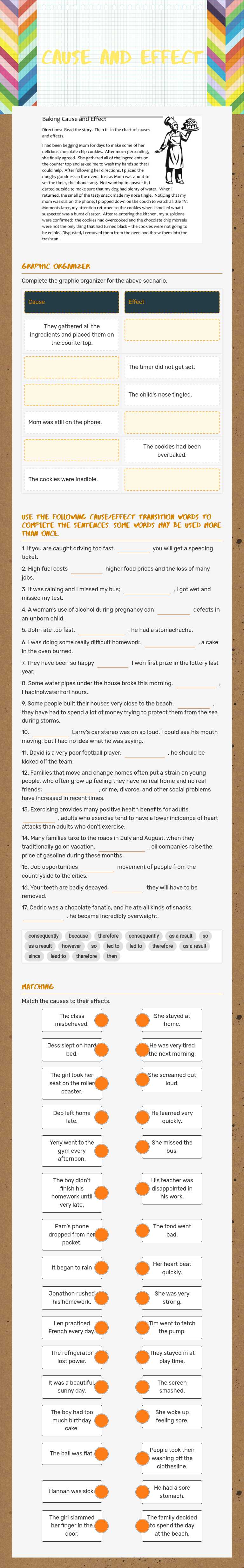 Cause and Effect worksheet preview image