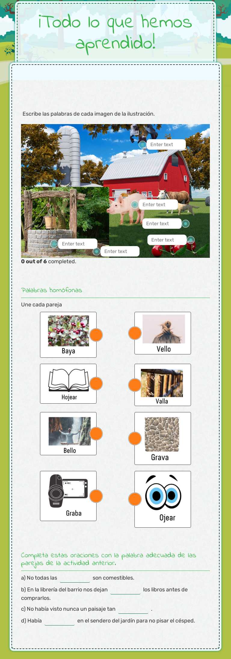 ¡Todo lo que hemos aprendido! worksheet preview image