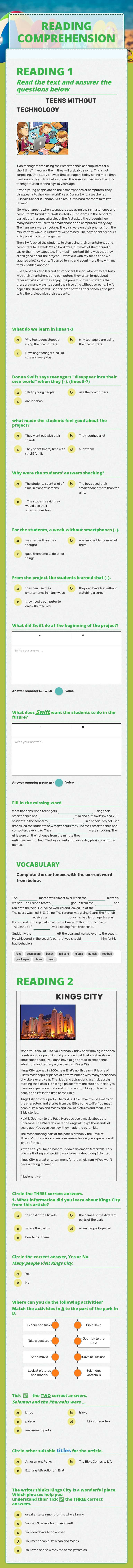 READING COMPREHENSION worksheet preview image