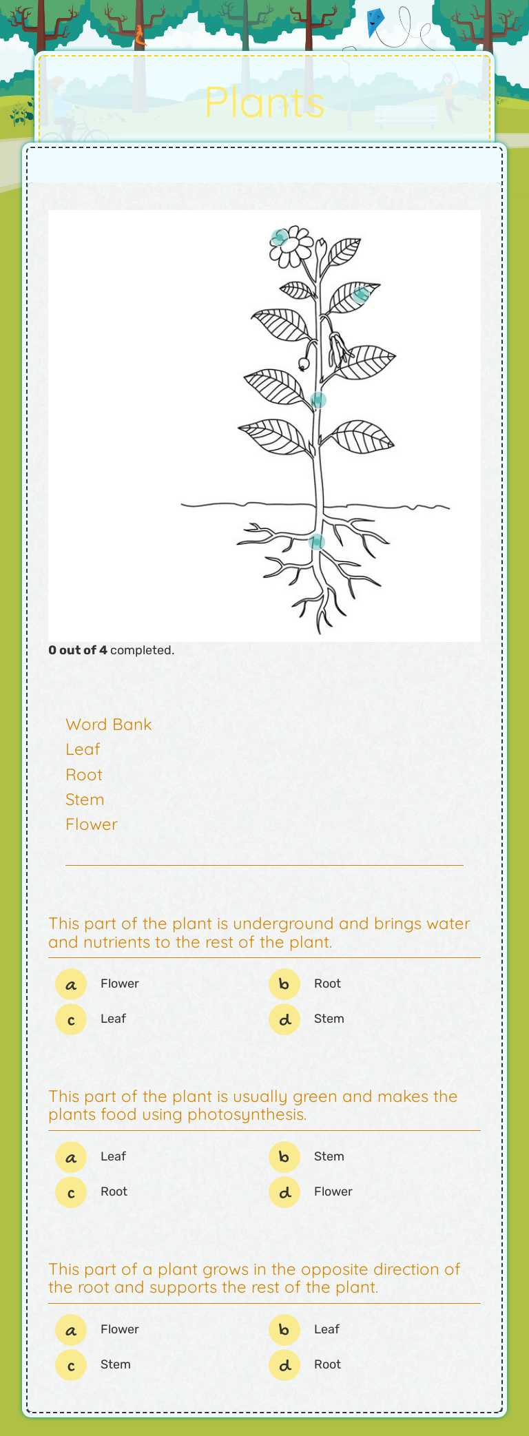 Plants worksheet preview image
