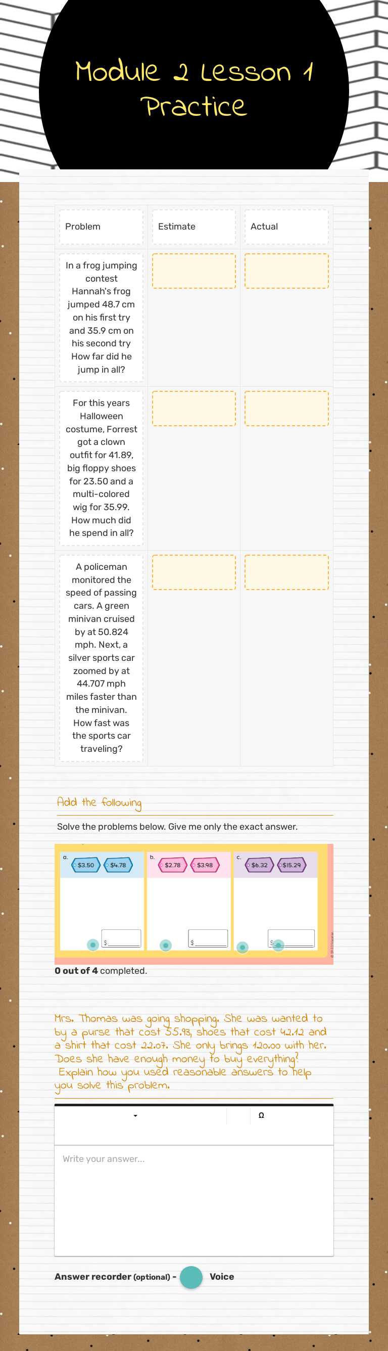 Module 2 Lesson 1 Practice by Taylor Haynie | Interactive Worksheet ...