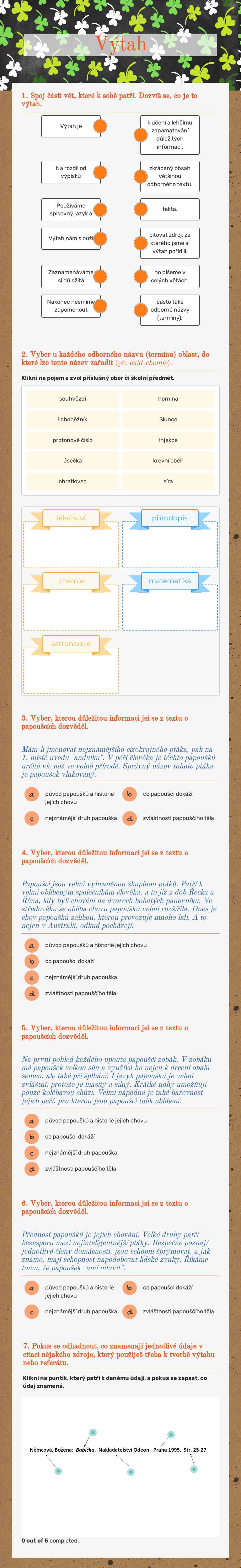Výtah worksheet preview image