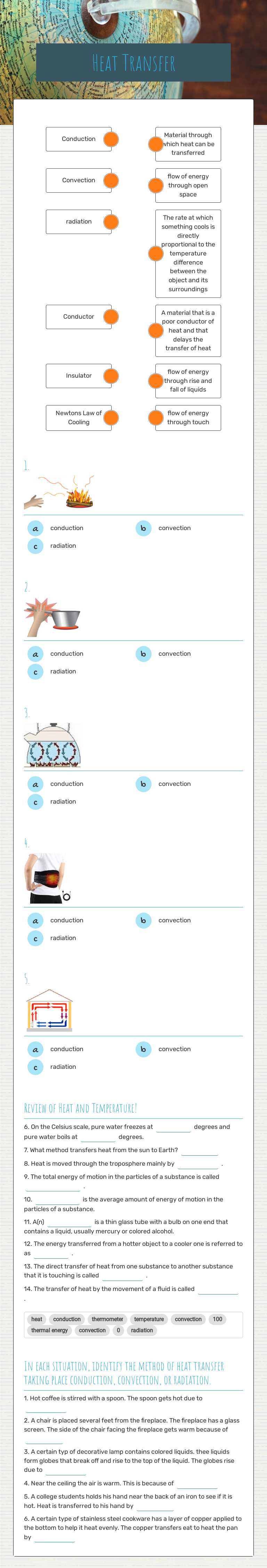 Heat Transfer worksheet preview image