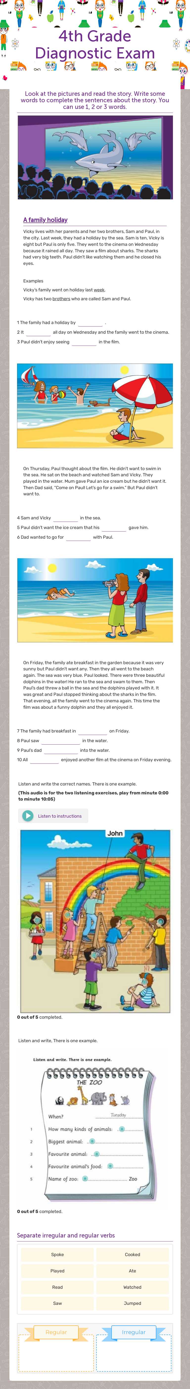 4th Grade Diagnostic Exam worksheet preview image