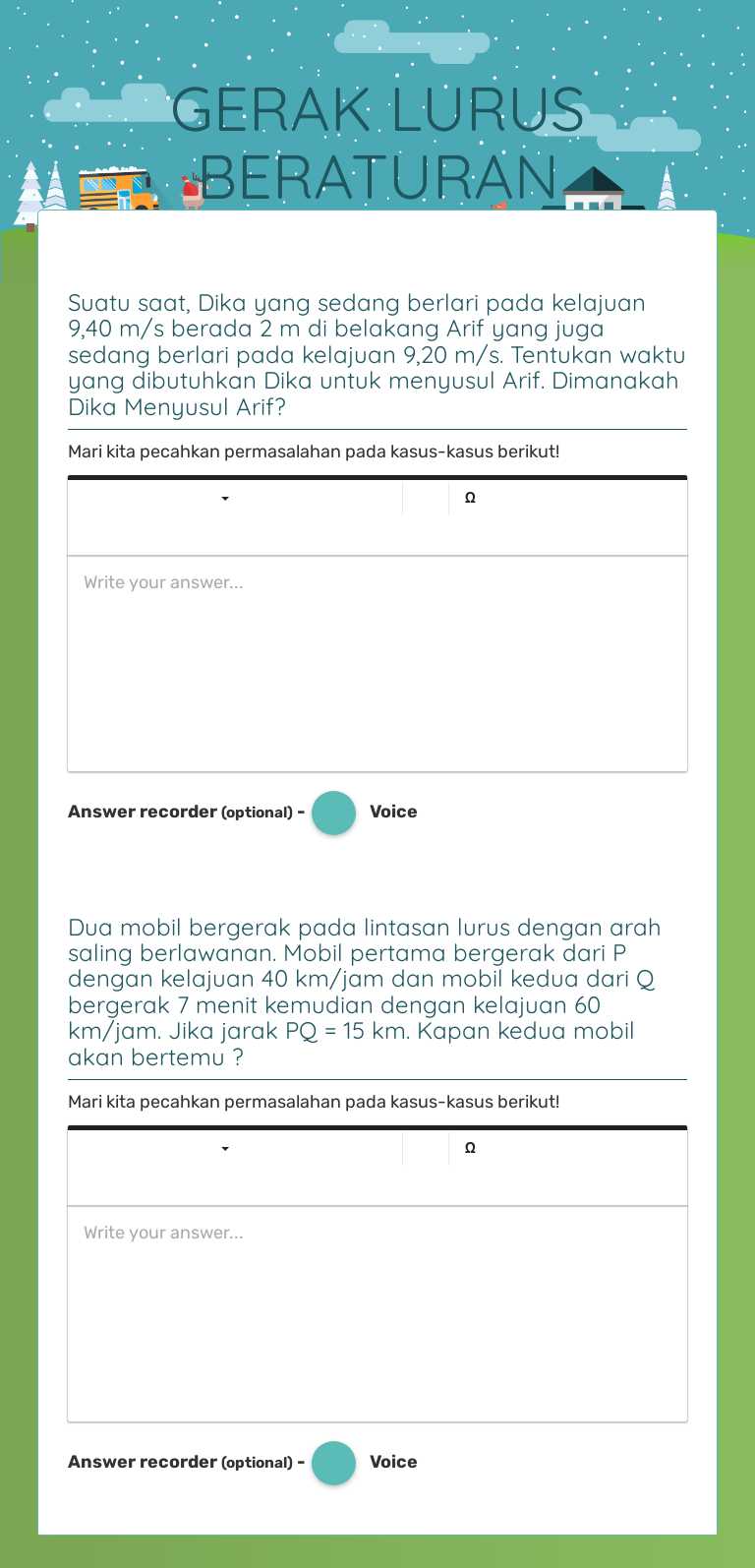GERAK LURUS BERATURAN worksheet preview image