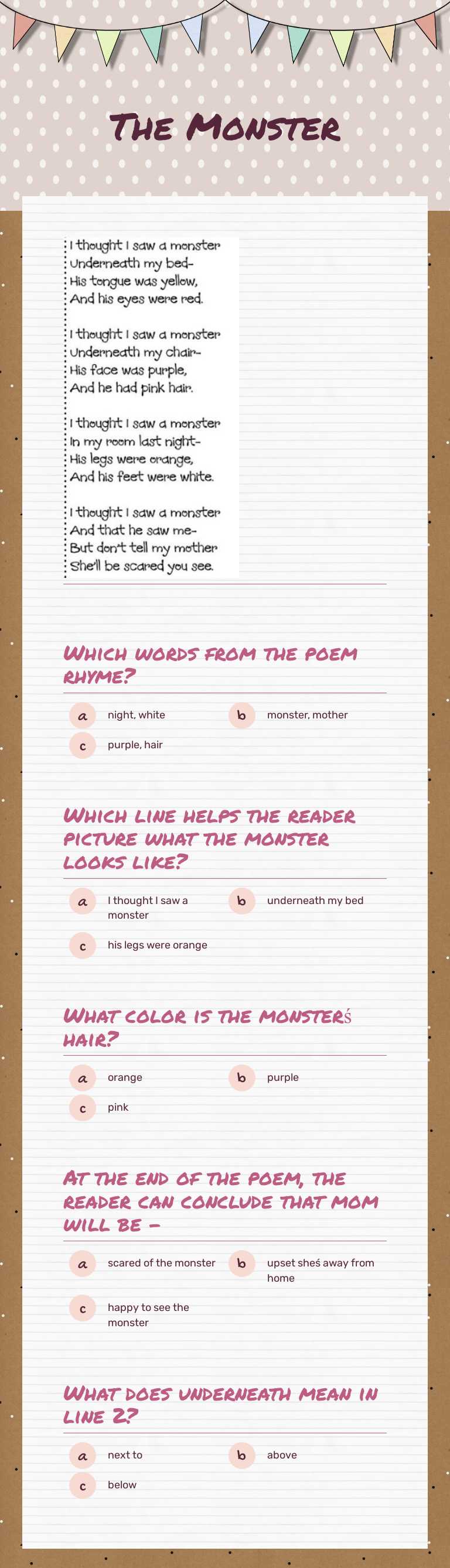 The Monster worksheet preview image