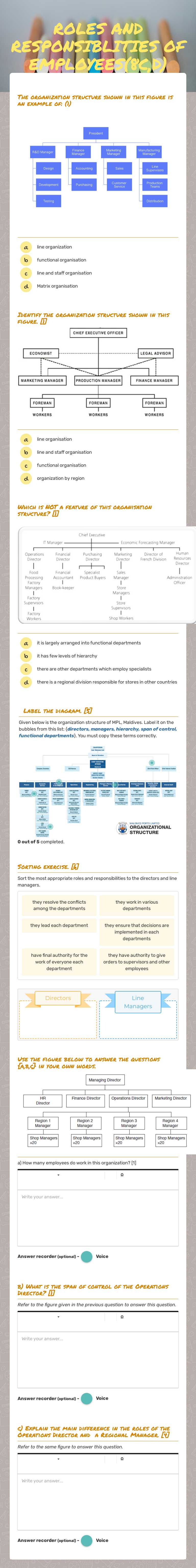 ROLES AND RESPONSIBLITIES OF EMPLOYEES(8C,D) worksheet preview image