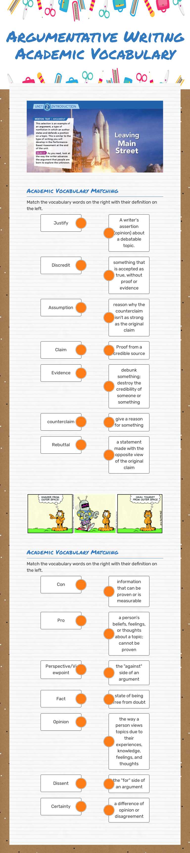 Argumentative Writing
Academic Vocabulary worksheet preview image