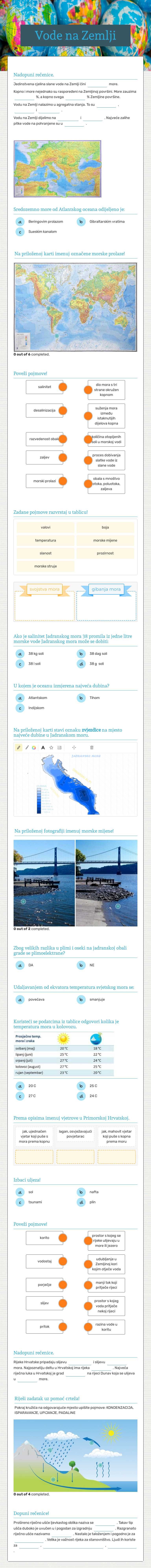 Vode na Zemlji worksheet preview image
