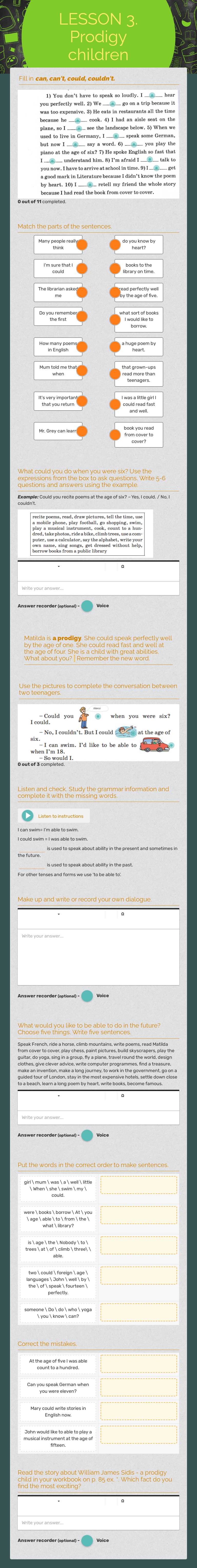 LESSON 3. Prodigy children worksheet preview image