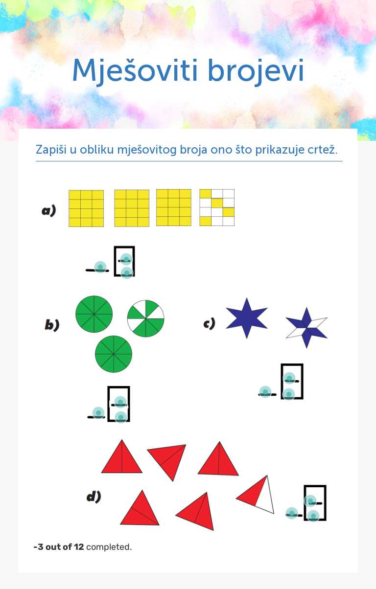 Mješoviti brojevi Grade 5 worksheet preview